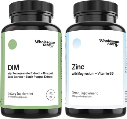 DIM + Zinc, Magnesium & VIT B6 | DIM Supplement for Women and Men with Pomegranate + Zinc Picolinate, Magnesium with Vitamin B6 | Cell & Tissue Healrh | Hormone Balance for Women | 60 & 30 Day Supply