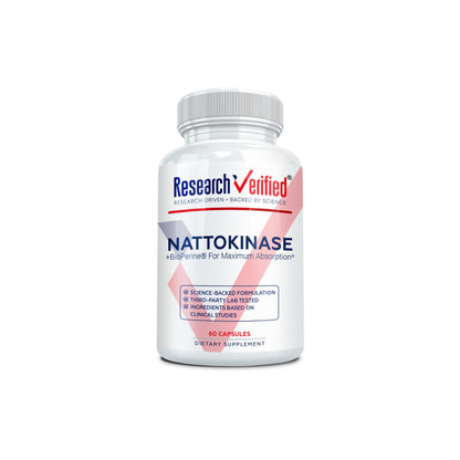 Research Verified Nattokinase - 4000 FU - Circulatory Support - BioPerine, No Vitamin K2-60 Capsules - Pack of 3