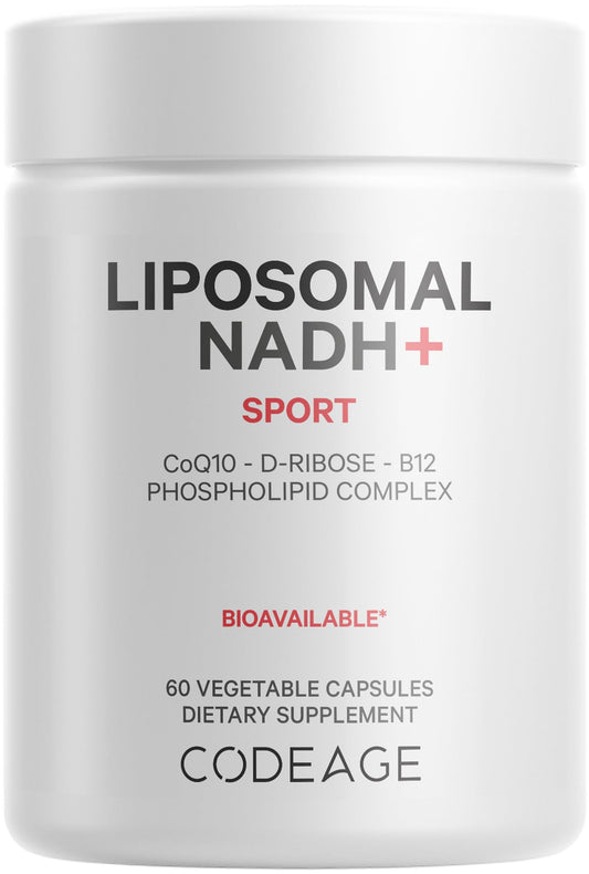 Codeage Liposomal NADH+ Supplement - NADH, Vitamin B12, D-Ribose as Bioenergy Ribose, CoQ10-2-Month Supply - Liposomal Delivery - β-Nicotinamide Adenine Dinucleotide Pills - Non-GMO - 60 Capsules CodeageBuy Supplements Australia