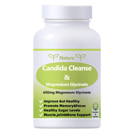YNATUREY Candida Cleanse - Gut & Colon Support,Magnesium Glycinate 600mg,Women and Men Supplement with Magnesium Malate, Vitamin D, B6