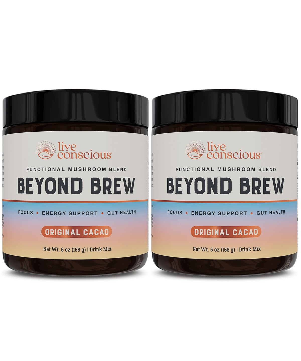 Live Conscious Beyond Brew - Coffee Alternative - Low Caffeine - Mushroom Complex w/Lion’s Mane, Reishi, Cordyceps & Chaga for Sustained Focus, Energy & Immunity - w/Prebiotics & Probiotics - 30
