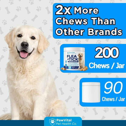 Flea and Tick Prevention for Dogs Chewables – 150 Soft Chews – Natural Dog Flea & Tick Control Supplement – Oral Defense Treatment with Omega Skin & Coat Support – All Breeds & Ages – Chicken Flavor