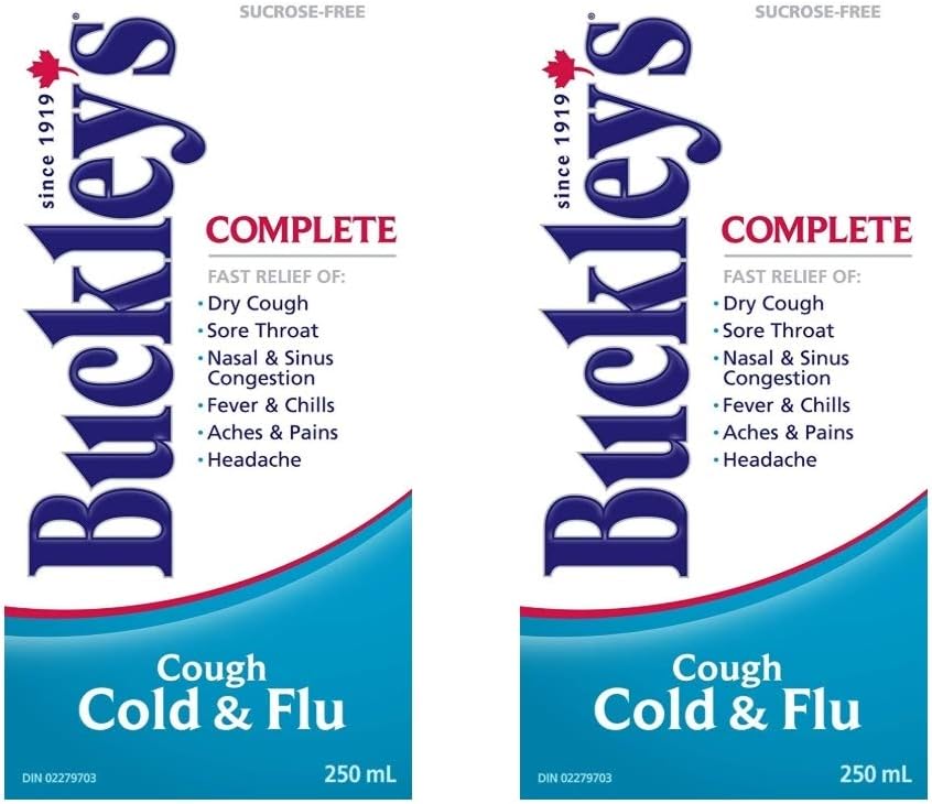 BUCKLEY'S Complete Cough Cold and Flu 250ML Bottle 2 Pack Fast Relief of Dry Cough, Sore Throat, Fever & Chills