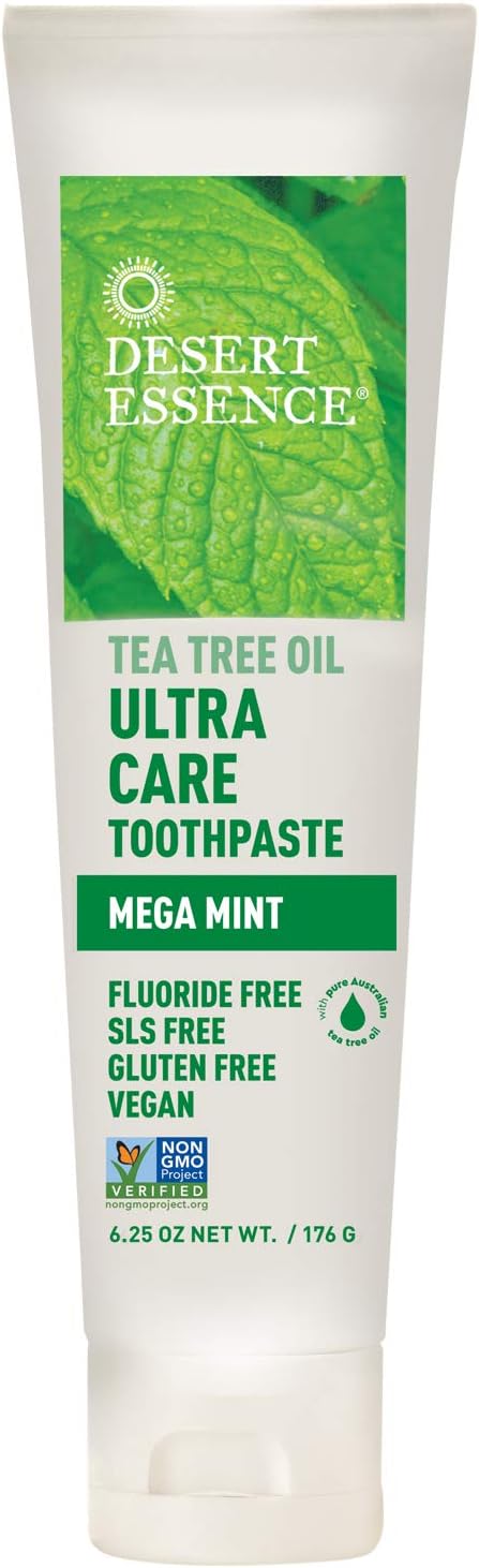 Desert Essence Ultra Care Toothpaste, Mega Mint, Fluoride Free, 6.25 oz