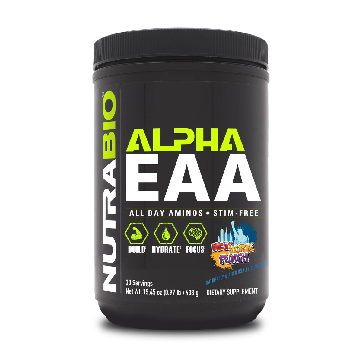 NutraBio Alpha EAA - All-Day Amino Acids for Muscle Growth and Hydration - Essential Amino Acids with Nootropics & Adaptogens- Full Spectrum EAA BCAA Powder - 30 Servings - Strawberry Lemon