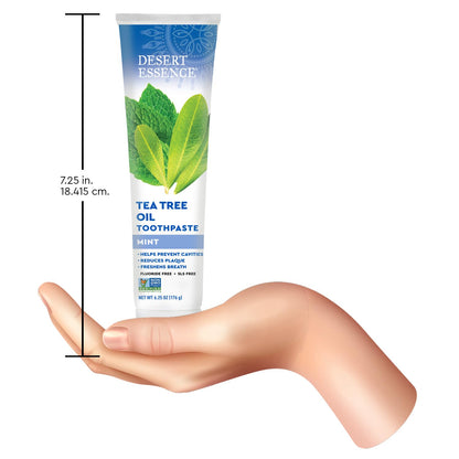 Desert Essence Tea Tree Oil Mint Toothpaste, Fluoride Free, 6.25 oz