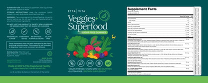 Sugar-Free Fruits and Veggies Gummies with Vitamins & Minerals (120 Chews) | Nutrient rich super greens gummies as digestive & probiotic blend for antioxidant & energy support, vegan, gluten-free, USA