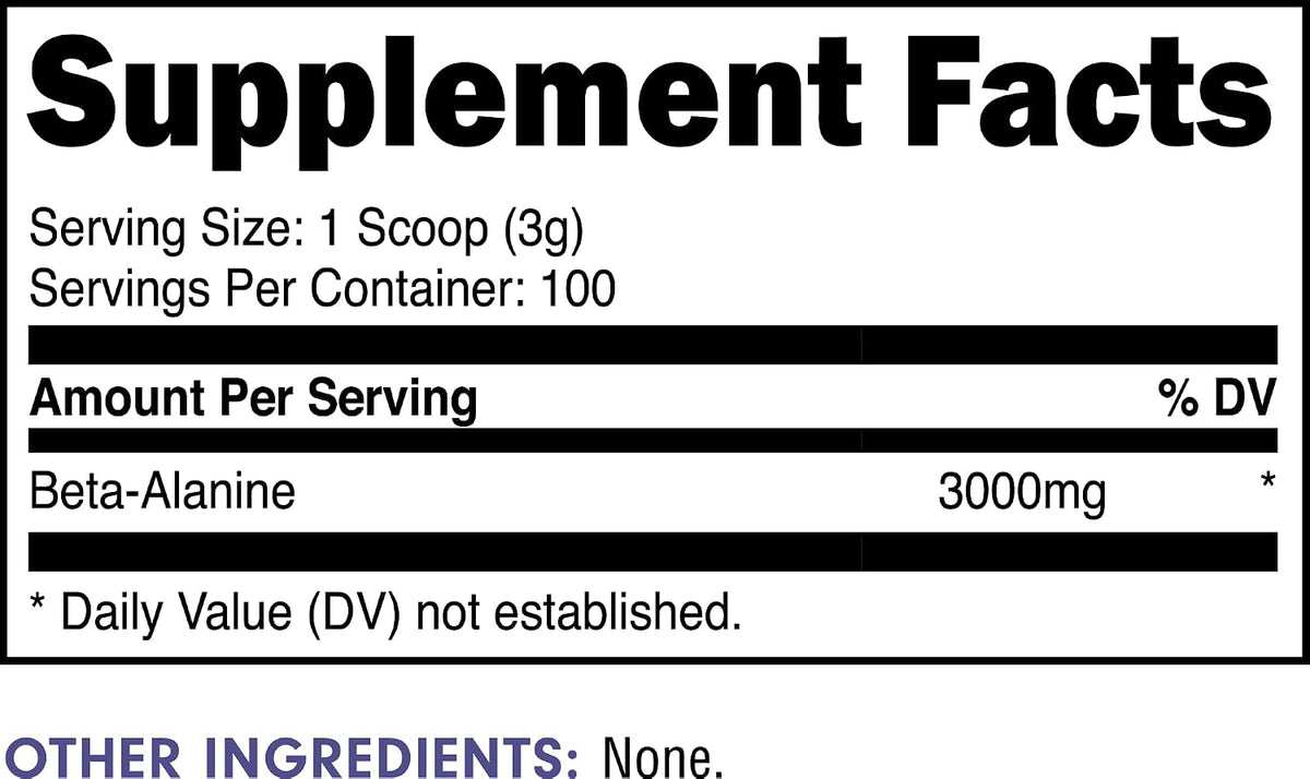 Bucked Up Beta Alanine 300mg Powder, Non-GMO, Gluten-Free, Unflavored (100 Servings)