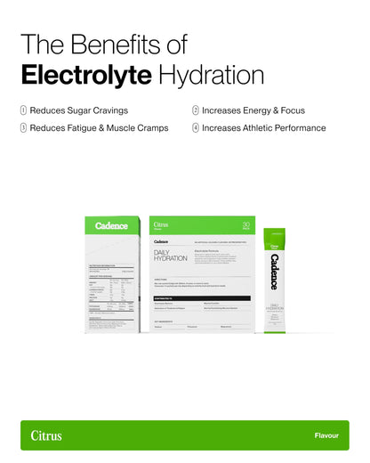 Cadence Sachets Core Melonberry - Carton (5g x 30) Science-Backed Hydration | Electrolyte Formula + Caffeine | Vegan, Keto & Paleo Friendly | Sodium, Potassium & Magnesium for Performance & Recovery