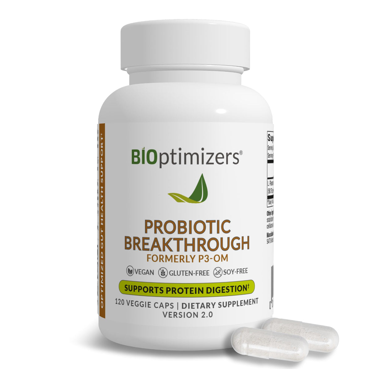 BIOptimizers Probiotic Breakthrough – Lactobacillus Plantarum OM Probiotics & Prebiotics Health Supplement for Gut, Digestive & Immune Support Probiotics for Women Men Elderly– 30 Vegan Capsules