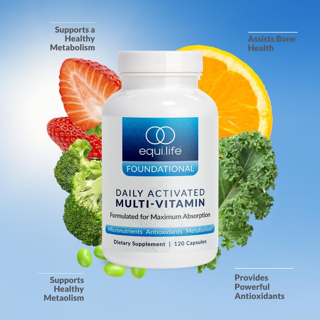 EquiLife Daily Activated Multivitamin for Women & Men, 120 Capsules | Methylated B-Vitamins | Blend of Vitamins, Minerals & Antioxidants | Supports Energy, Metabolism & Bone Health | Gluten Free