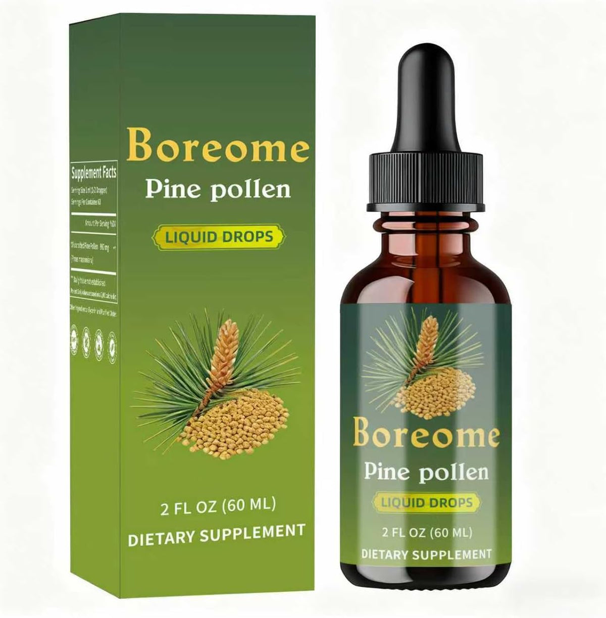 Pine Pollen Tincture | Pine Pollen Powder Liquid Drops for Men & Women - Vegan, Sugar & Alcohol-Free Supplement - 2 fl oz