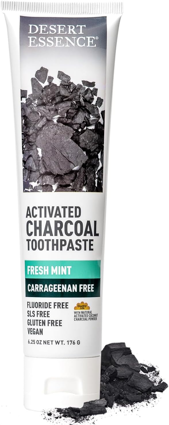 Desert Essence Activated Charcoal Toothpaste, Fluoride Free, 6.25 oz