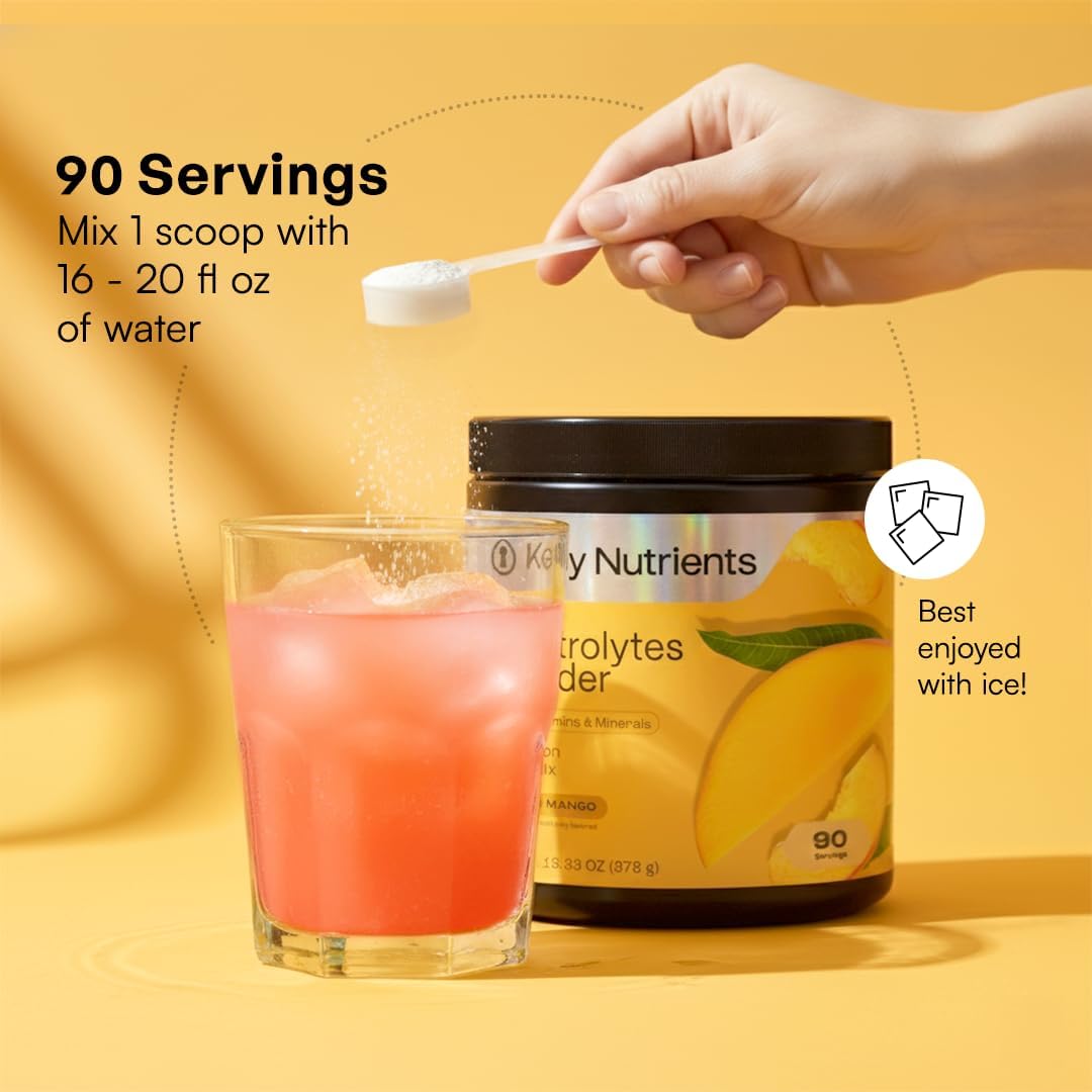 KEY NUTRIENTS Electrolytes Powder Bundle, Tropical Peach Mango 90 Servings Jar + Sweet Blue Raspberry 90 Servings Jar, Sugar Free Hydration Drink Mix with Vitamins & Minerals, No Calories