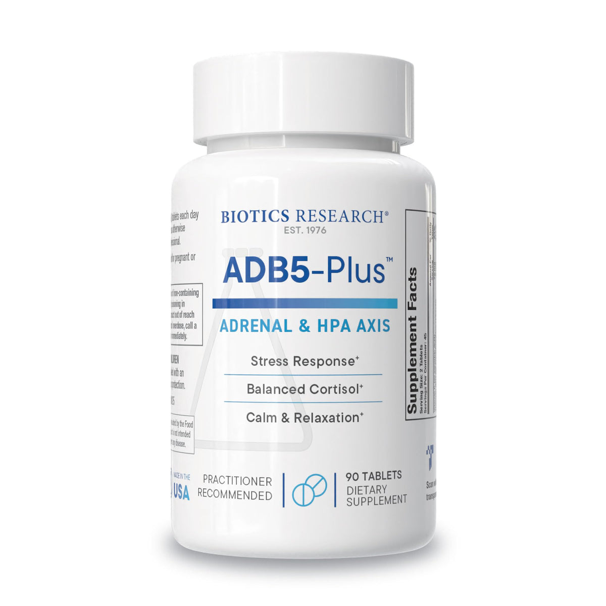 BIOTICS RESEARCH ADB5-Plus Support Healthy Adrenal Gland Function, Support Cortisol Levels, Positive Response to Stress, Healthy Energy Levels 90 Tablets