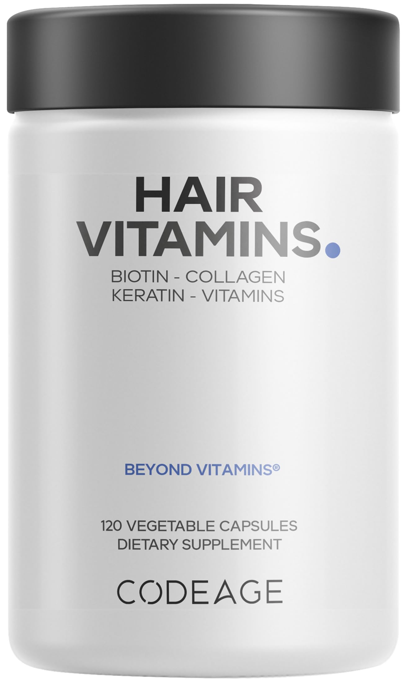 Codeage Hair Vitamins 10000 mcg Biotin, Keratin, Collagen, Vitamin A, B12, C, D3, E, Zinc, Turmeric, Probiotics, Enzymes, Inositol - Hair Care Support - Healthy Hair Supplement Pills - 120 Capsules CodeageBuy Supplements Australia