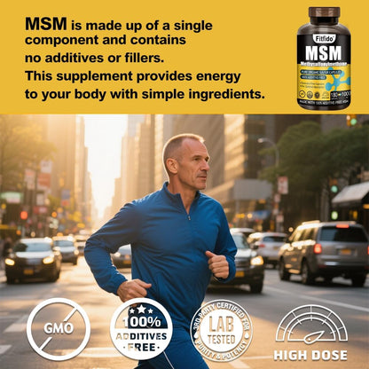 MSM Capsules 1000mg, 99.9% Pure Organic Sulfur, 180 Count