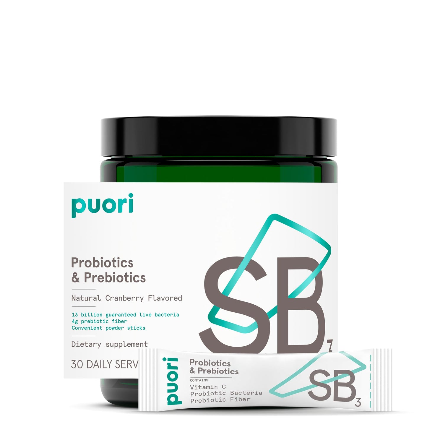 Puori Daily Probiotics & Prebiotics for Digetive & Gut Health - Immune Support Supplement with 13 Billion CFU & 4g Dietary Fiber - Shelf Stable for Bloating & Gas Relief