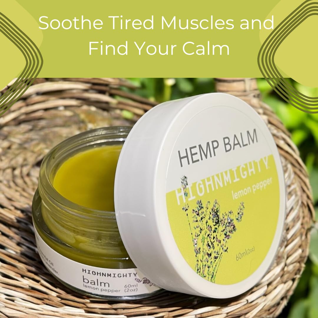 Highnmighty Maximum Strength Lemon Pepper Hemp Balm Salve | Daytime Relief, Relaxing, Natural, Fast-Acting Topical Cream for Muscle Joint Back Knee Shoulder Neck Elbow Hand Foot Relief, 60ml (2oz) HighnmightyBuy Supplements Australia