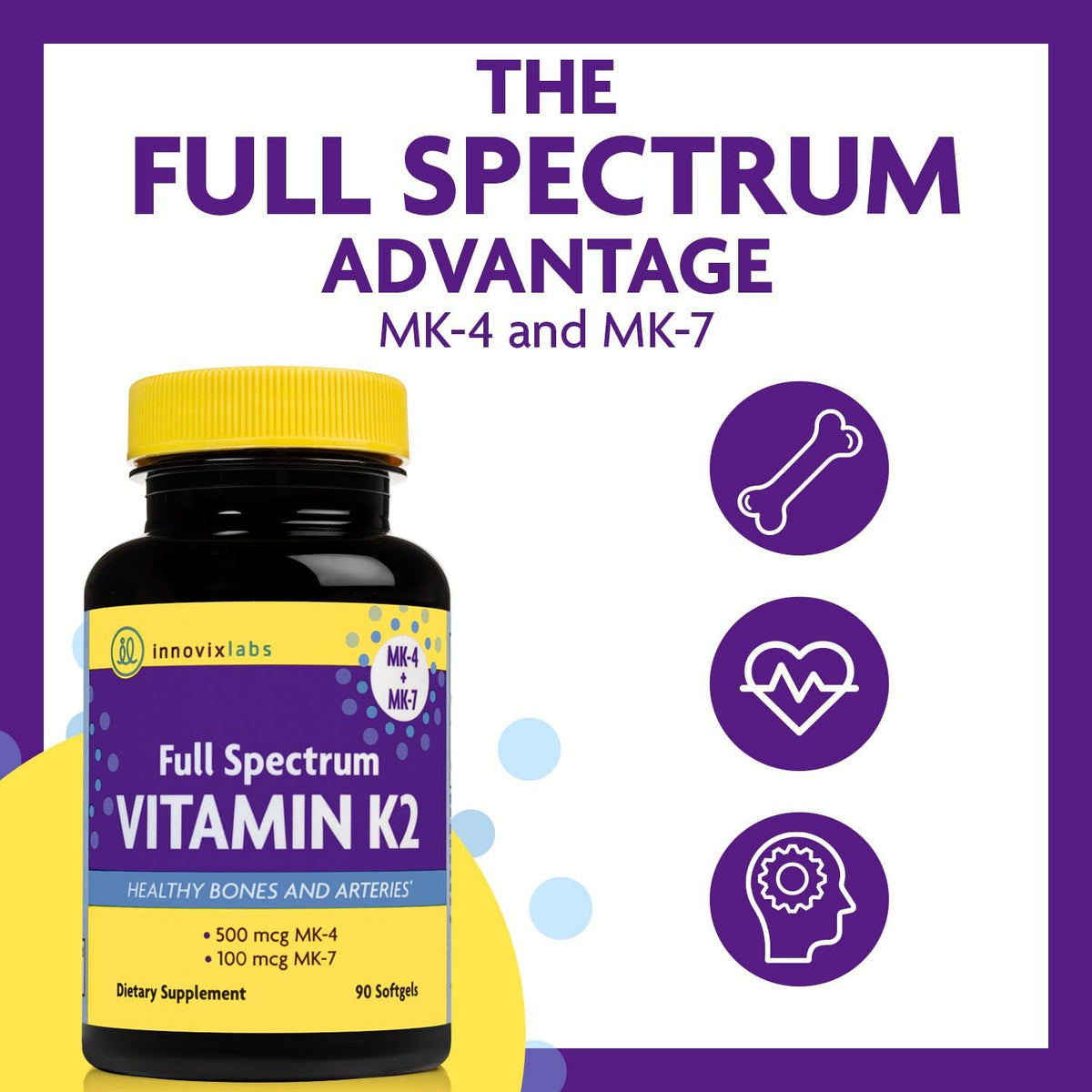 InnovixLabs Choline & Vitamin K2 Bundle Choline Bitartrate 550mg (100 Capsules) Full Spectrum Vitamin K2 (90 Softgels). Supports Memory, Mood, Brain Health & Boost Cognitive.*