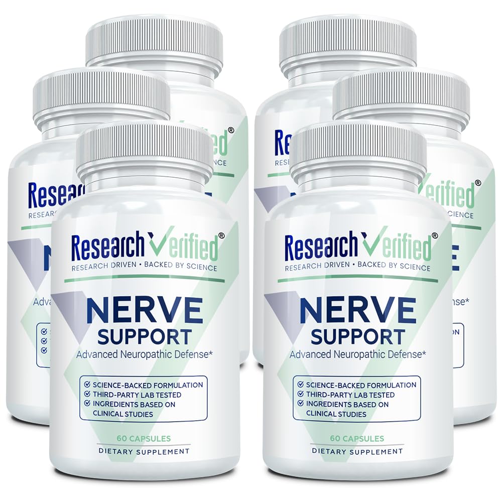 Research Verified Nerve Supplement - ALA, Magnesium, B Vitamins, Boswellia, Corydalis, BioPerine - Antioxidant & Nutritional Support - 60 Vegan Capsules - Pack of 3
