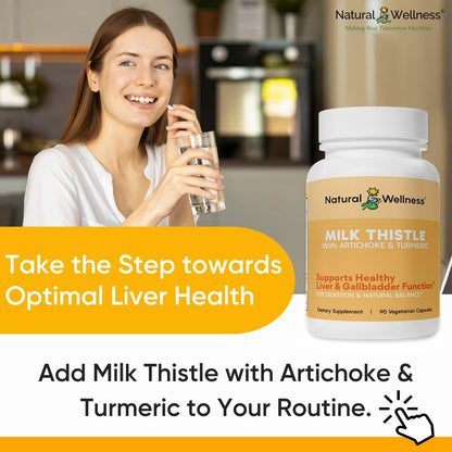 Natural Wellness Advanced Milk Thistle with Artichoke & Turmeric – Liver Support & Detox Supplement for Healthy Liver Function, Bile Flow