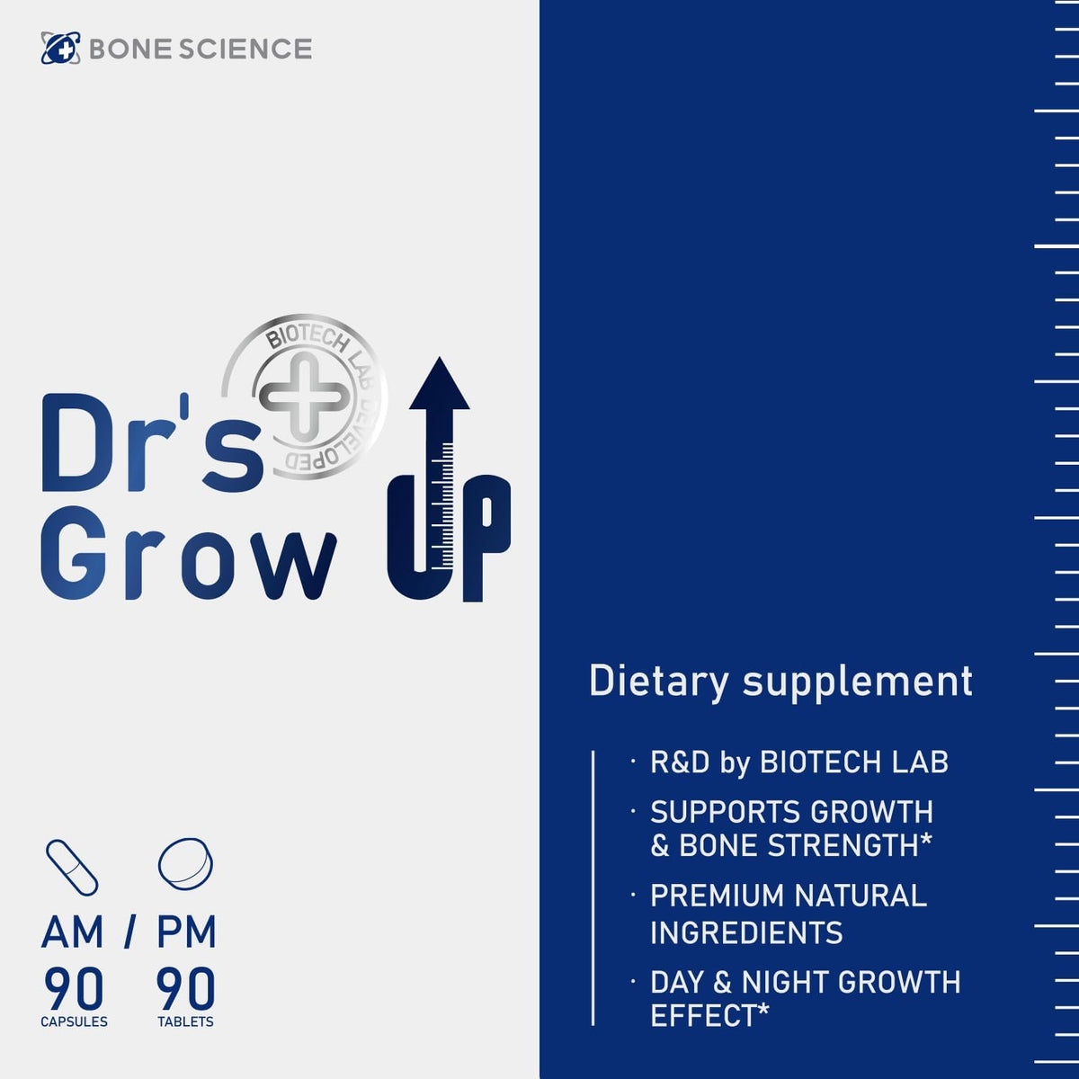 BONE SCIENCE Dr's Grow UP AM & PM Bone Support for Kids & Teens, D3 K2 MK-7