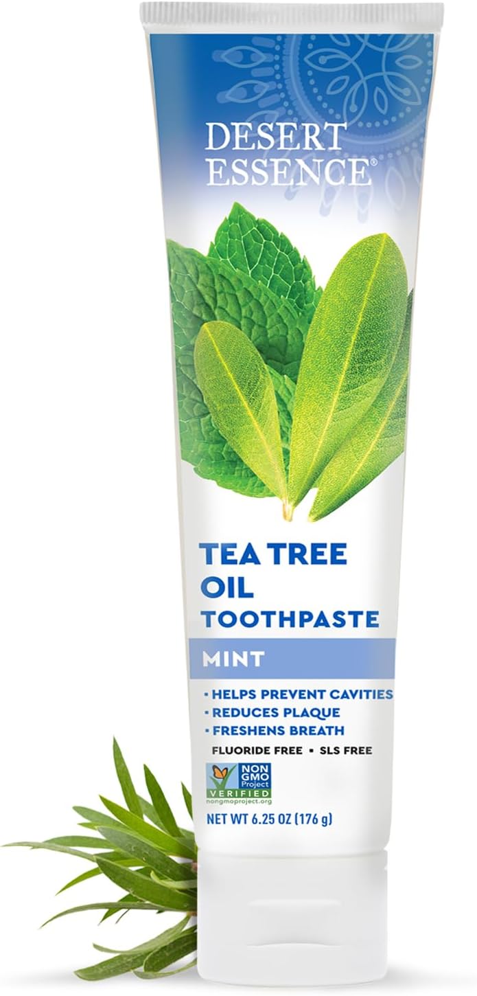Desert Essence Tea Tree Oil Mint Toothpaste, Fluoride Free, 6.25 oz