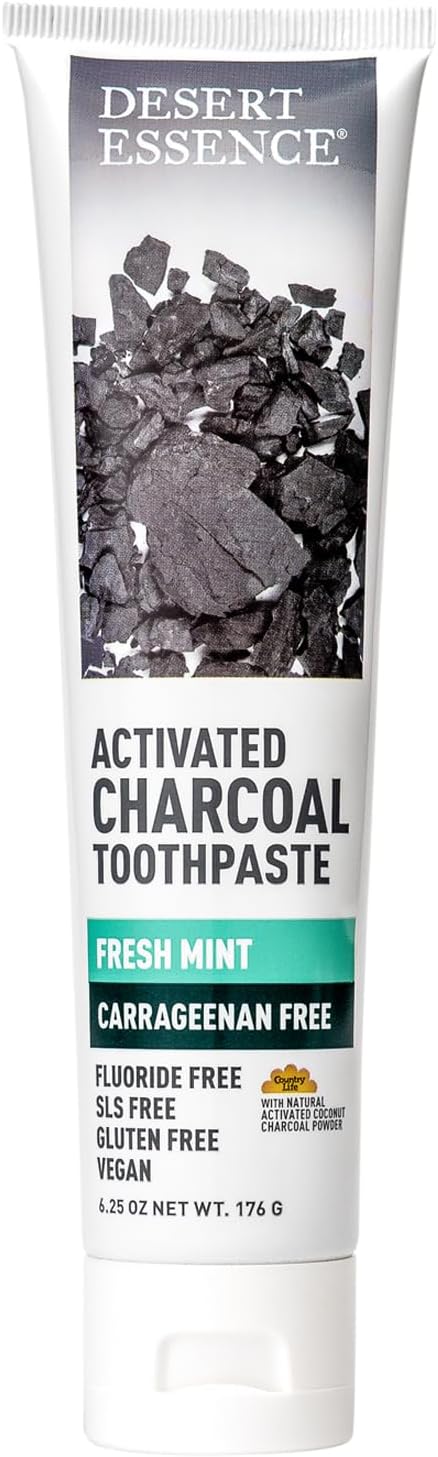 Desert Essence Activated Charcoal Toothpaste, Fluoride Free, 6.25 oz
