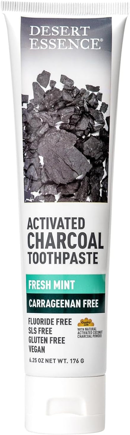 Desert Essence Activated Charcoal Toothpaste, Fluoride Free, 6.25 oz