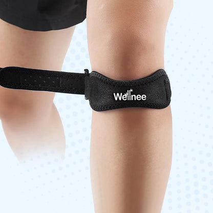 Wellnee Knee Support Bundle – Adjustable Patella Knee Strap + Herbal Knee Patches for Everyday Comfort, Activity & Recovery (1 Strap + 10 Patches)