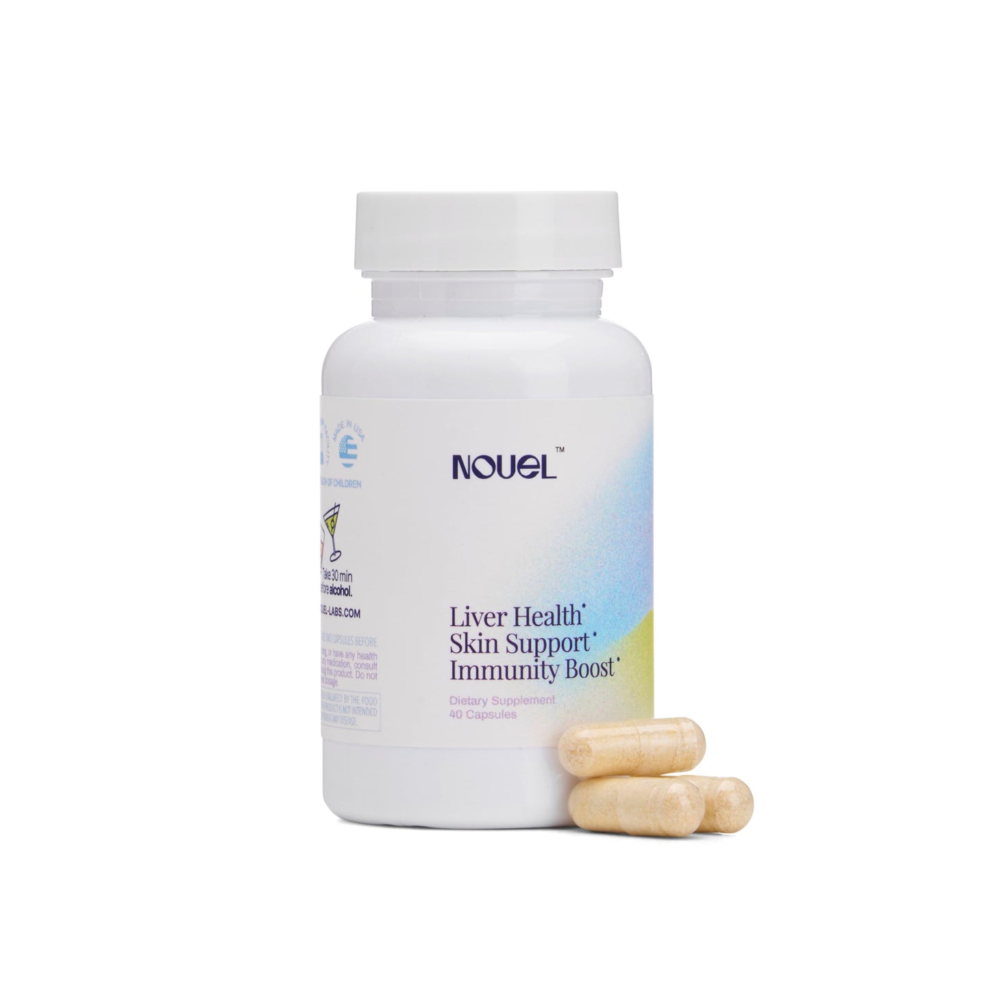 Nouel | Skin + Liver + Immunity Support | Recovery Supplement for Drinking | Milk Thistle, NAC, Hyaluronic Acid, CoQ10, Biotin,