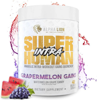 ALPHA LION Superhuman Intra Workout Powder for Men & Women, Amino Acids Drink, Muscle Recovery Supplement, BCAA Powder, Electrolytes & Hydration Mix (42 Servings, Watermelon Grape Candy Flavor)