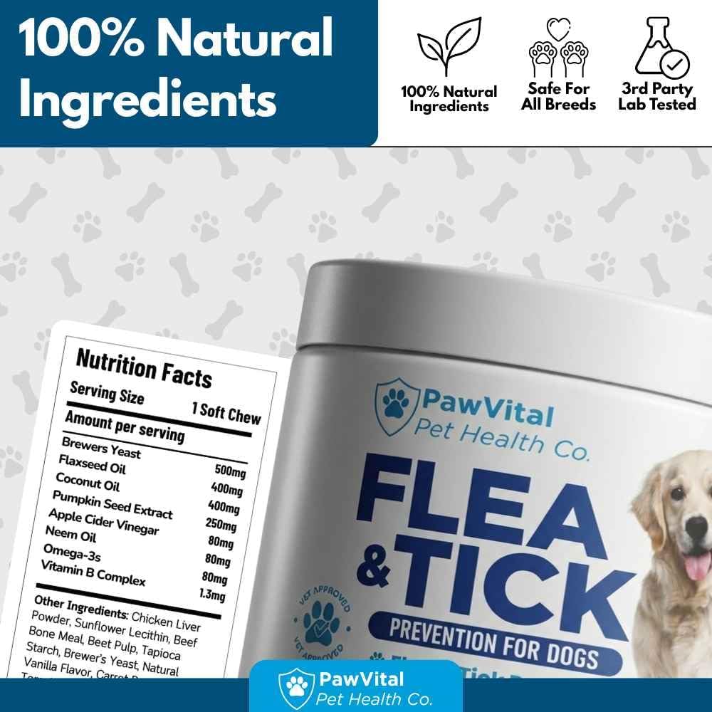 Flea and Tick Prevention for Dogs Chewables – 150 Soft Chews – Natural Dog Flea & Tick Control Supplement – Oral Defense Treatment with Omega Skin & Coat Support – All Breeds & Ages – Chicken Flavor