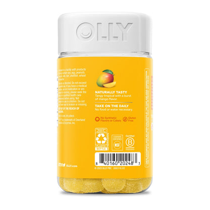 OLLY Probiotic Gummy,1 Billion CFUs,Immune and Digestive Support,Chewable Probiotic Supplement,Mango,80 Count (Pack of 2)