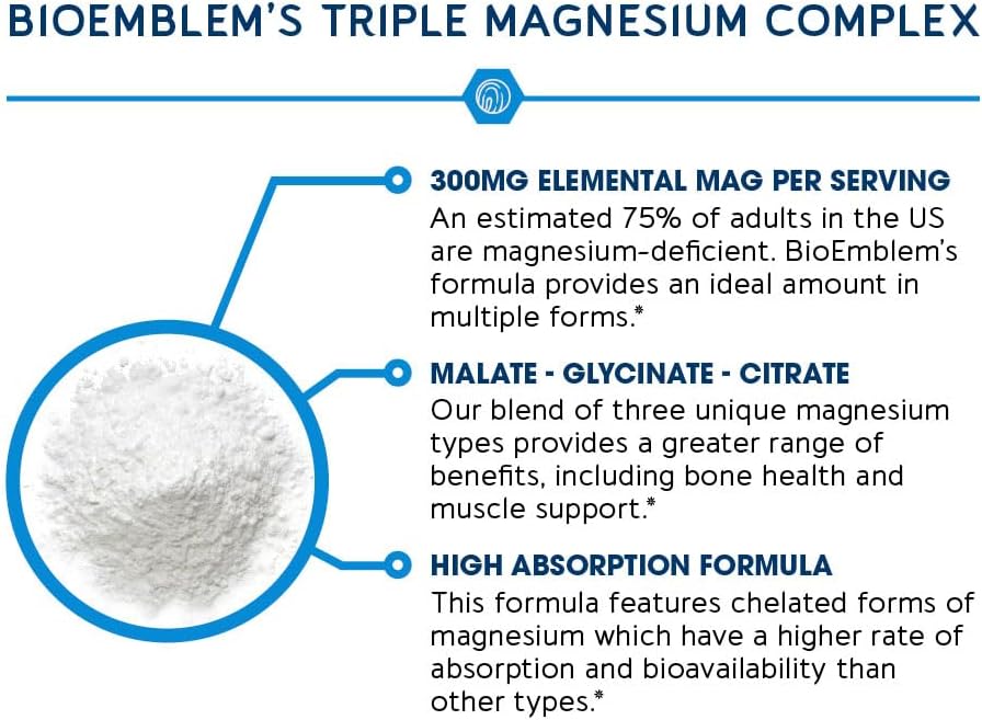 BioEmblem Women's Triple Magnesium Complex and Multivitamin fro Cardiovascular Health and Nutritional Needs
