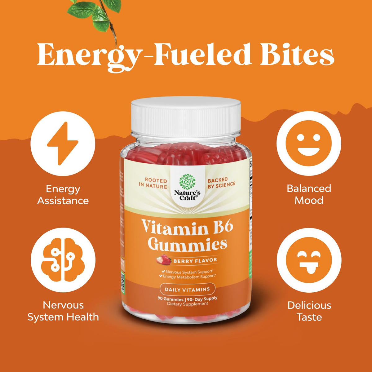 Potent Vitamin B6 Gummies for Adults - Potent Vitamin B Complex Supplements for Men & Women for Nervous System Support Mood & Immune System - Vegan Pyridoxine Chews for Energy & Metabolism - 30 Count