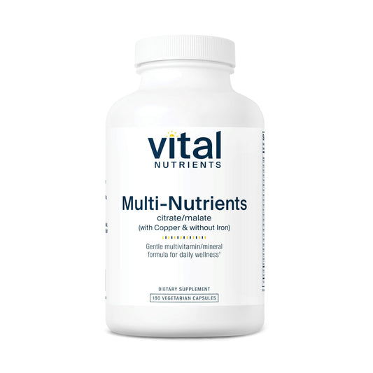 Vital Nutrients - Multi-Nutrients 2 - Citrate/Malate Formula (with Copper and Without Iron) - Multi-Vitamin/Mineral, Potent Antioxidants, Gentle Bioavailable Form - 180 Vegetarian Capsules per Bottle Vital NutrientsBuy Supplements Australia
