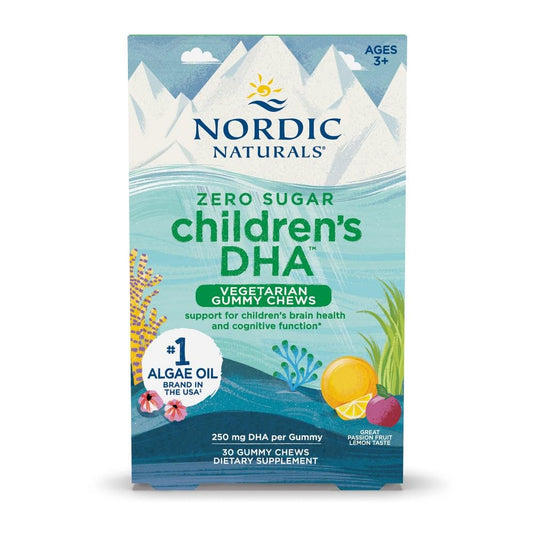 Nordic Naturals Zero Sugar Children’s DHA Vegetarian Gummy Chews - Passion Fruit Lemon Flavor - 30 Gummies - Vegan Algae Oil Omega-3 Supplement for Kids Brain & Cognition Support - 30 Servings Nordic NaturalsBuy Supplements Australia