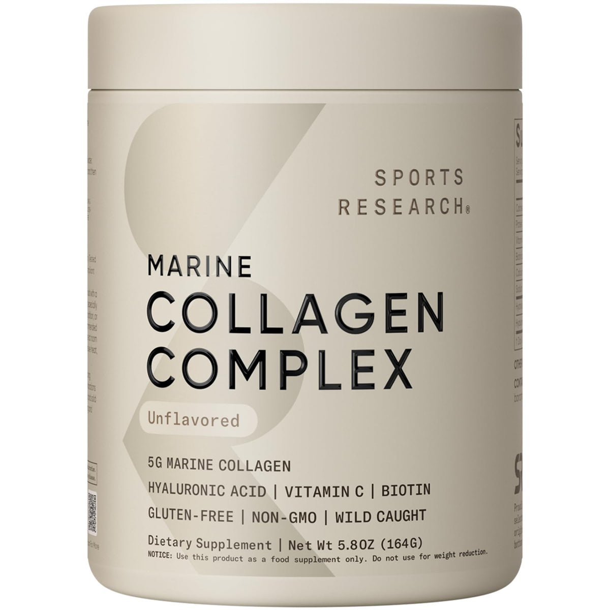Sports Research Marine Collagen Peptides Powder - Sourced from Wild-Caught Fish, Pescatarian Friendly, Keto Certified & Non-GMO Tested - Easy to Mix in Water or Juice! (34 Servings)