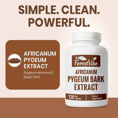 Pygeum Supplement for Men 500mg, Standardized Pygeum Africanum Bark Extract, 120 Vegan Capsules, 4 Month Supply, Non-GMO and Gluten Free Capsules for Men & Women