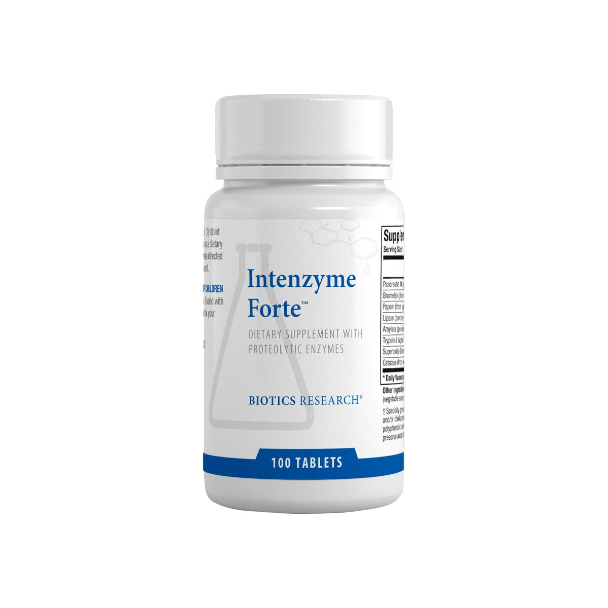 Biotics Research Intenzyme Forte™ Proteolytic Pancreatic Enzymes, Pancreatin, Bromelain, Papain, Lipase, Amylase–Supplement Supports Healthy Protein Digestion–Immune & Circulatory Function 100 Tablets