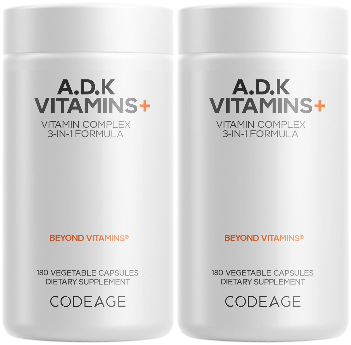 Codeage ADK Vitamins Supplement - Essential Vitamin A, D3 5000 IU, K1 & K2 (MK4 & MK7) - 6-Month Supply - 1 Capsule per Serving, Non-GMO, Gluten-Free - 180 Capsules
