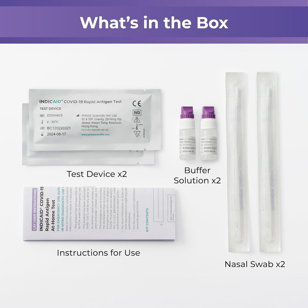 INDICAID COVID-19 Antigen Rapid Test, FDA EUA Authorized OTC COVID Home Test, 2 COVID Tests in a Individual Pack, Convenient for Both Home Use and Business Distribution, HSA/FSA Eligible, Easy to Use | |Easy to use| Accurate and Fast Result|Fast/free Prim