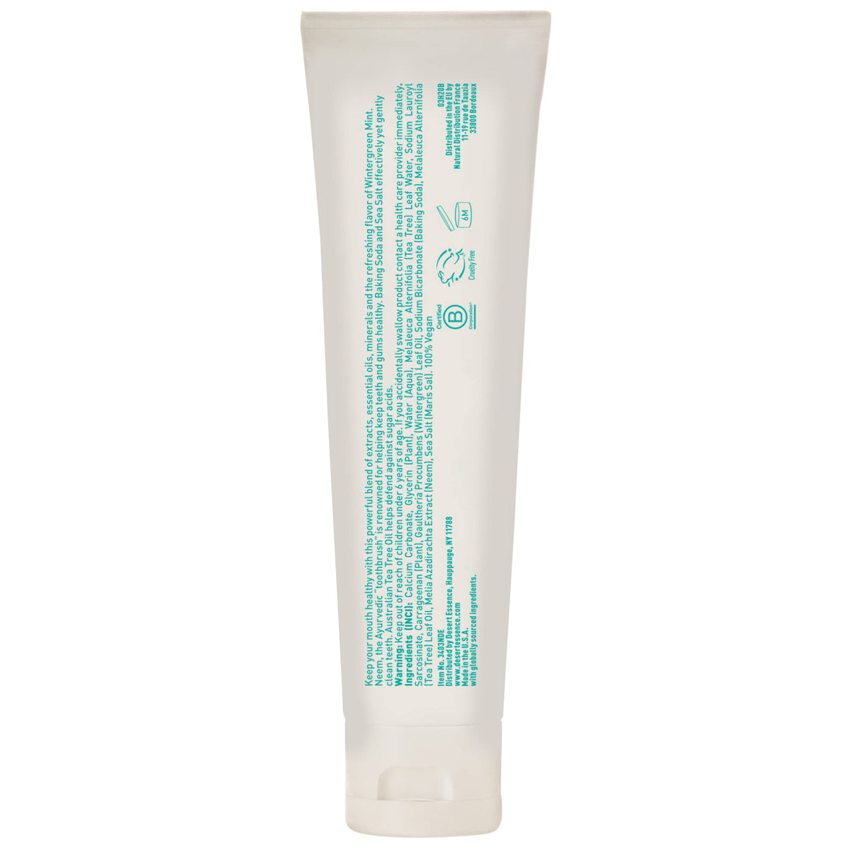 Desert Essence Tea Tree Oil Mint Toothpaste, Fluoride Free, 6.25 oz