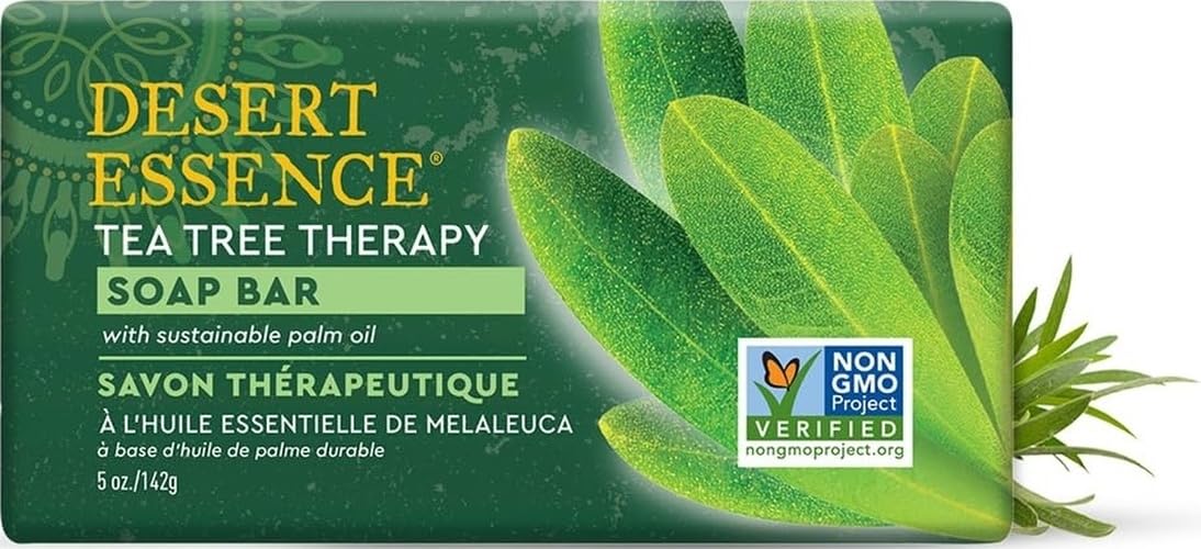 Desert Essence Tea Tree Therapy Soap Bar with Jojoba and Aloe, 5 oz
