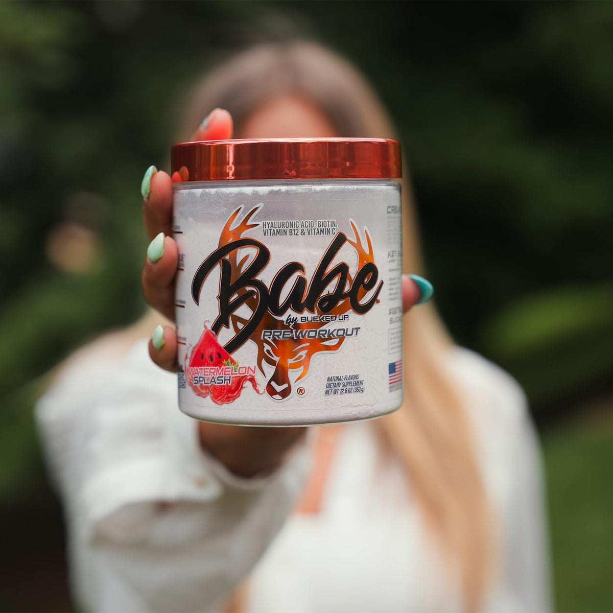 Babe Pre Workout powder for Women | Watermelon Splash | 6g Citrulline, 2g Beta-Alanine, 100mg Hyaluronic Acid, 5mg Biotin and 5 other registered trademarked ingredients | 30 servings | 12.8 OZ