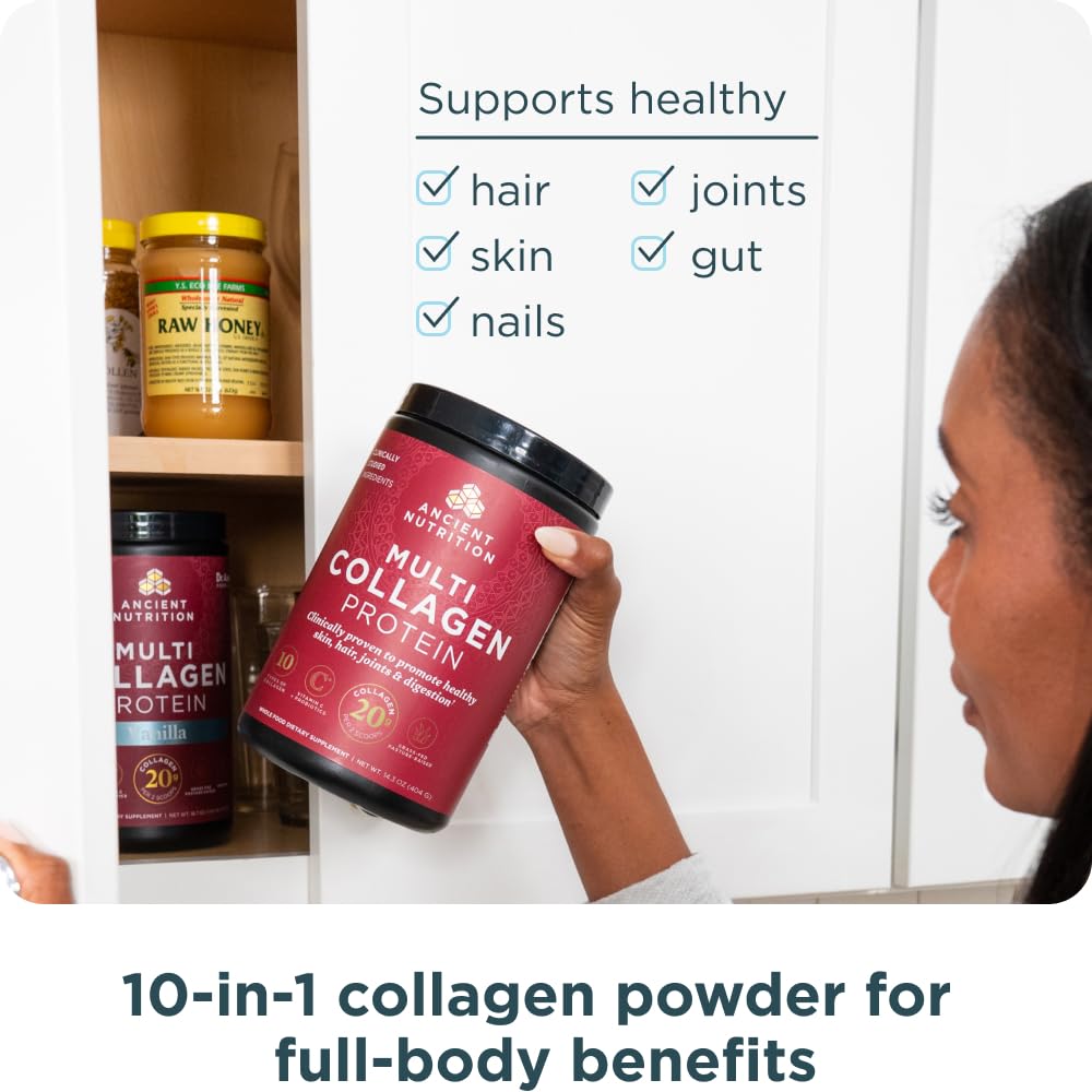 Ancient Nutrition Collagen Peptides Powder, Multi Collagen Protein, Women & Men, Vitamin C, Probiotics, Hydrolyzed Collagen, Supports Skin, Joints, Gut Health, Unflavored, 40 Servings Ancient Nutrition buy supplements Au