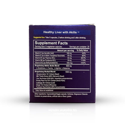 Nutripia Akilis Liver Support Pills (100 Vegi Caps, 33 Doses) – Boosts Recovery After Drinking for Better Mornings, with Hovenia Dulcis