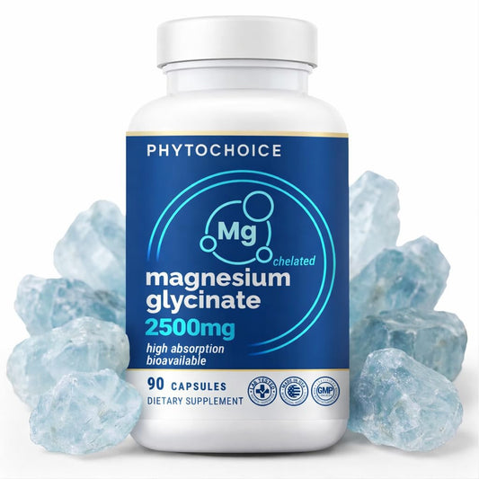 Magnesium for Sleep & Recovery – High Potency 2500mg Magnesium Glycinate for Men & Women, Chelated for High Absorption, Supports Deep Rest, Nerve & Muscle Recovery, Made in USA, 1 Month Supply PHYTOCHOICEBuy Supplements Australia